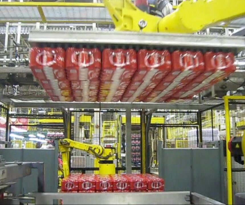 Robot de prélèvement de couches de canettes